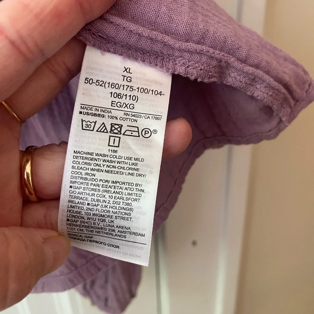Gap dusty lilac purple cotton gauze babydoll top blouse XL - Picture 4 of 5